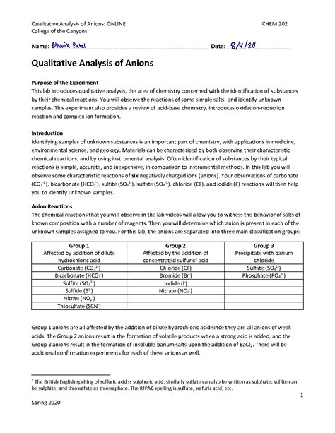 qualitative analysis lab report pdf